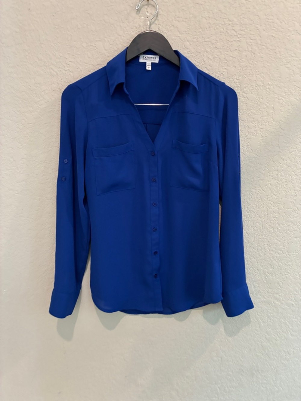 Express Women's Cobalt Blue Button-Down Shirt